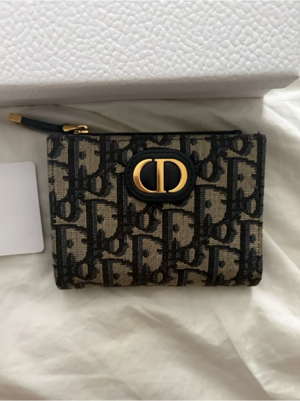 Dior CD Oblique Bifold Wallet in Navy and Beige